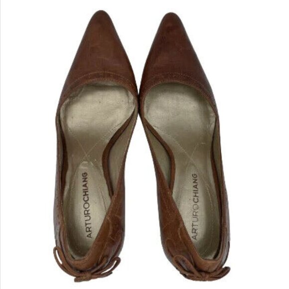 Arturo Chiang Brown Leather Heels Size 6.5 - Picture 3 of 12